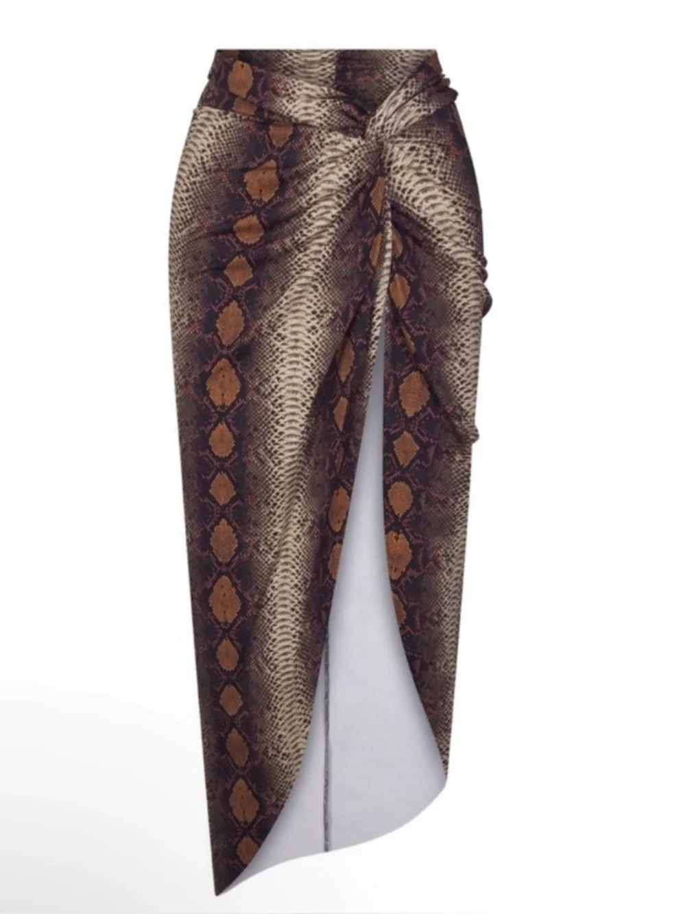 Skims coverup Skirt Womens Small Brown Snake Print Wrap High Waist Midi‎ Stretch